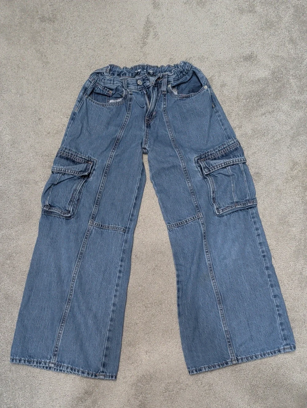 Old Navy Blue Wide-Leg Cargo Jeans